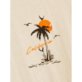 Men Tropical and Letter Graphic Tee